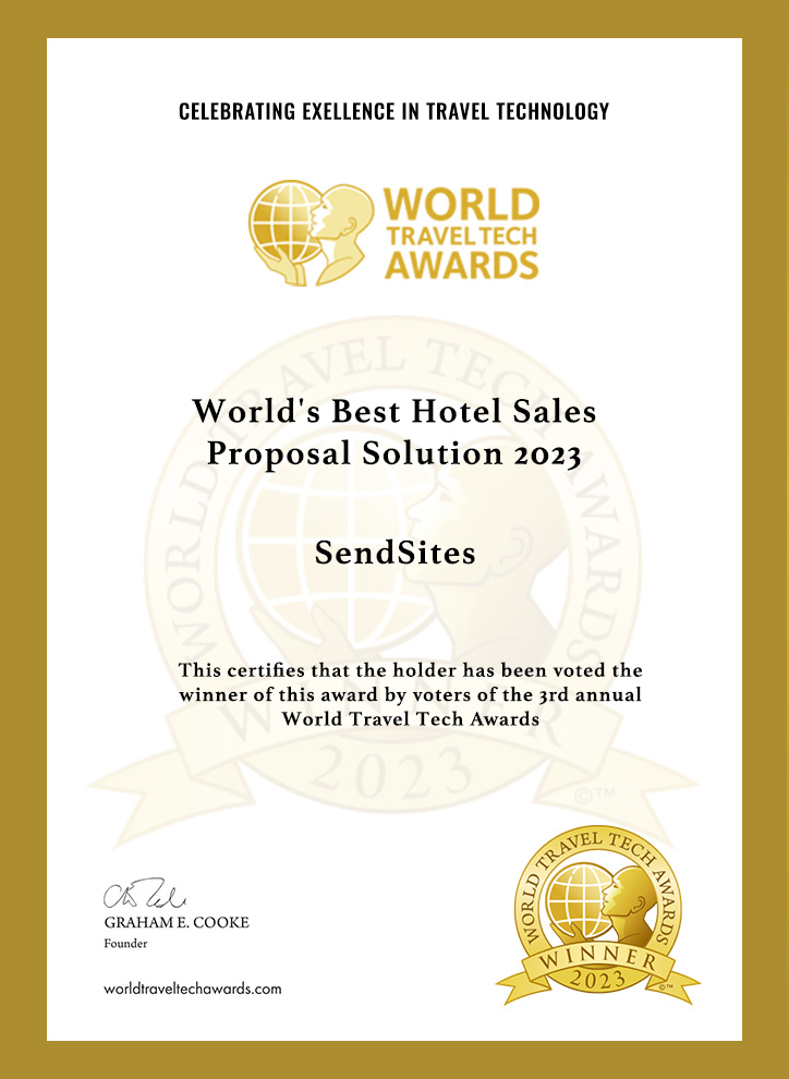 Sendsites Travel Tech award Sendsites Travel Tech award