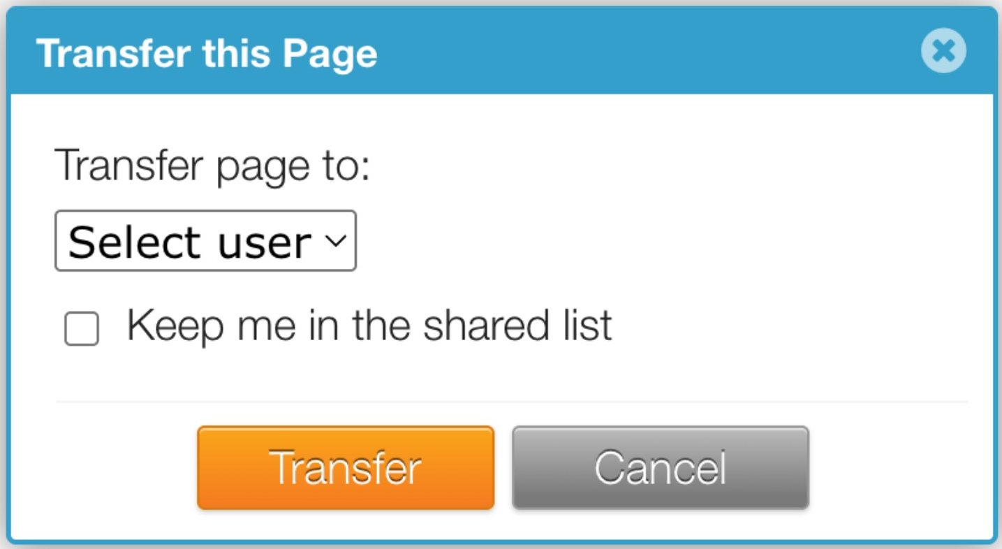 Transfer this Page dialog