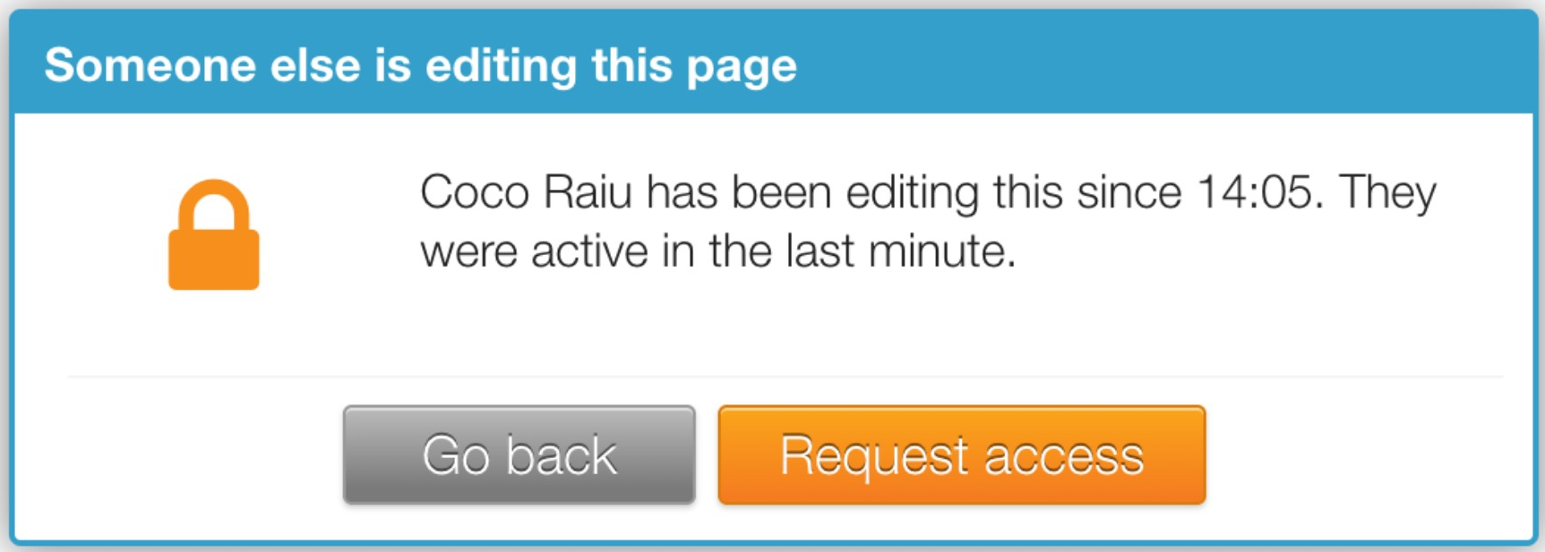 Someone else is editing this page dialog