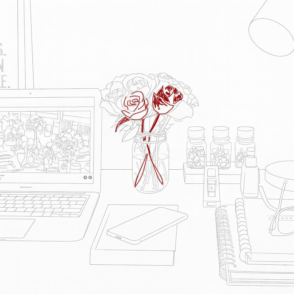 Outline-SendSites-Deskwith flowers2