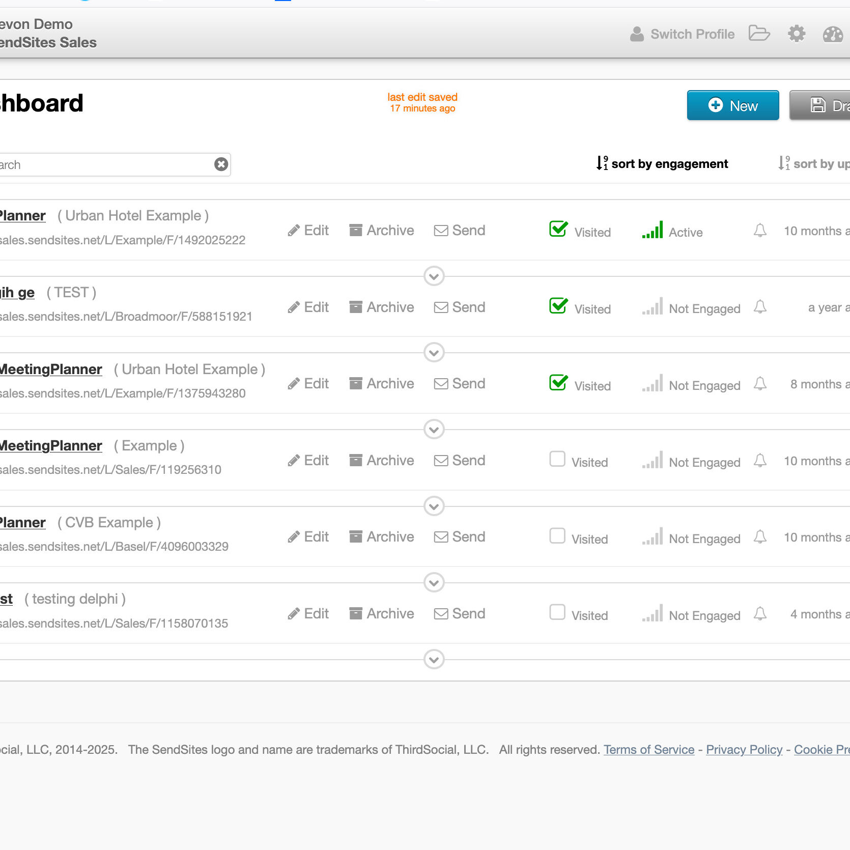 SendSites Dashboard